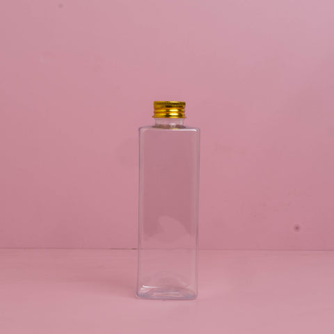 250Ml Square Pet Bottle With Gold Aluminium Screw Caps