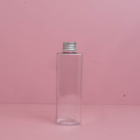 250Ml Square Pet Bottle With Silver Aluminium Screw Cap