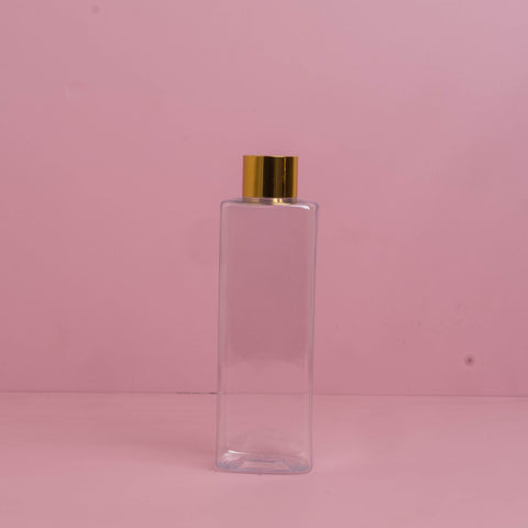 250Ml Square Pet Bottle With Gold Shinny Screw Caps