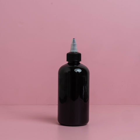 250Ml Short Pet Bottle With Black Applicator With Clear Top