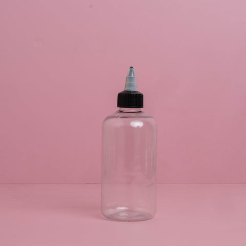 250Ml Short Pet Bottle With Black Applicator With Clear Top