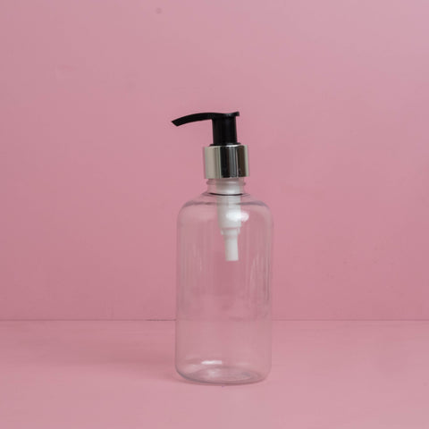 250Ml Short Pet Bottle With Silver Black Lotion Pump