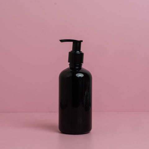 250Ml Short Pet Bottle With Old Black Lotion Pump