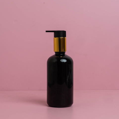 250Ml Short Pet Bottle With New Gold Black Lotion Pump