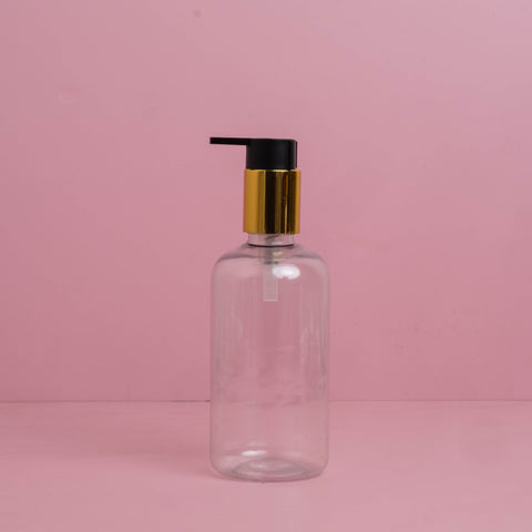 250Ml Short Pet Bottle With New Gold Black Lotion Pump