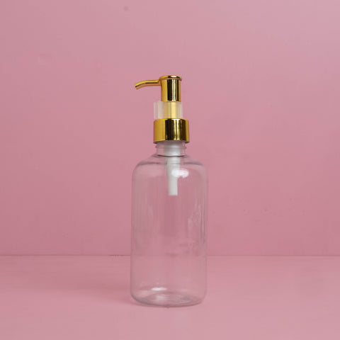 250Ml Short Pet Bottle With All Gold Lotion Pump