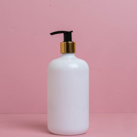 500Ml Short Pet Bottle With Old Gold Black Lotion Pump