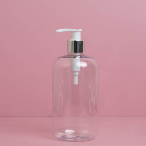 500Ml Short Pet Bottle With Silver White Lotion Pump