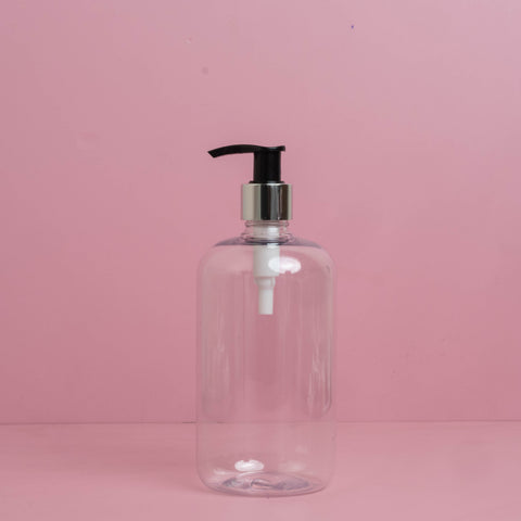 500Ml Short Pet Bottle With Silver Black Lotion Pump