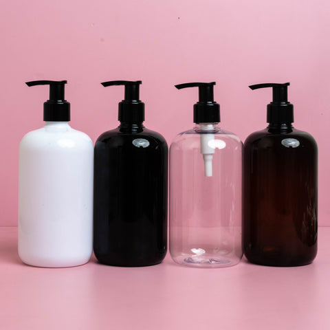 250Ml Short Pet Bottle With Old Black Lotion Pump