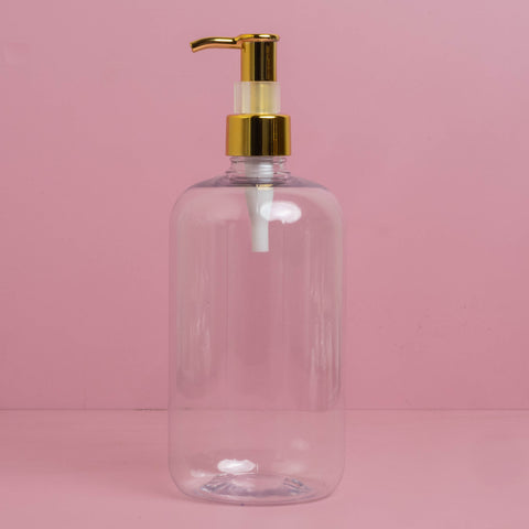 500Ml Short Pet Bottle With All Gold Lotion Pump