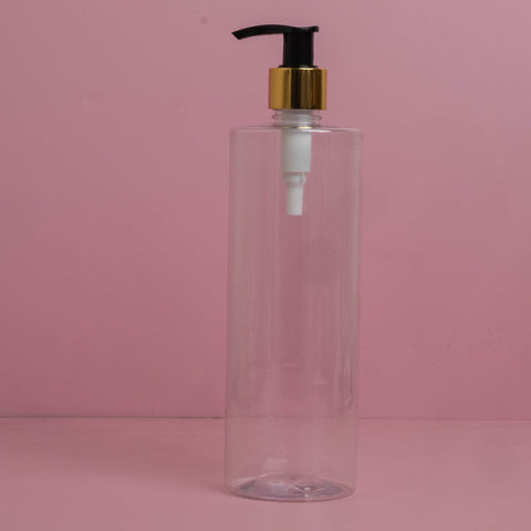 500Ml Tall Pet Bottle With Old Gold Black Lotion Pump