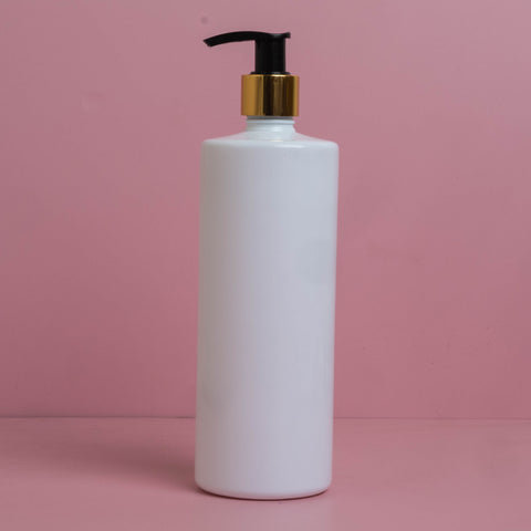 500Ml Tall Pet Bottle With Old Gold Black Lotion Pump