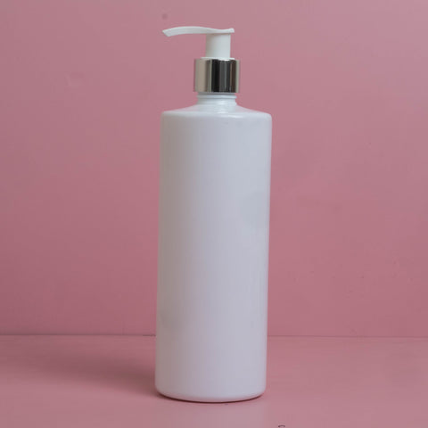 500Ml Tall Pet Bottle With Silver White Lotion Pump