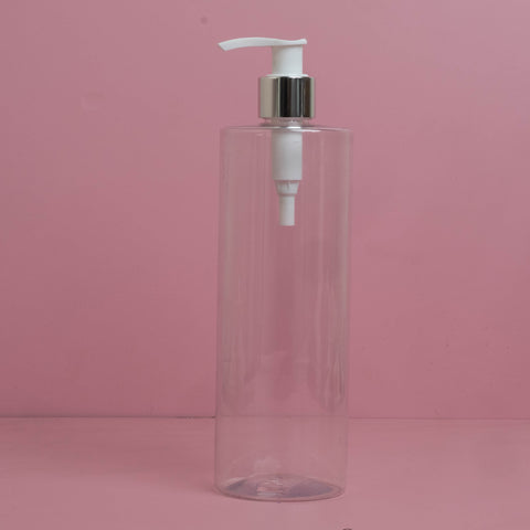 500Ml Tall Pet Bottle With Silver White Lotion Pump