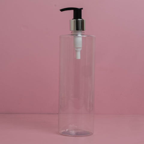 500Ml Tall Pet Bottle With Silver Black Lotion Pump