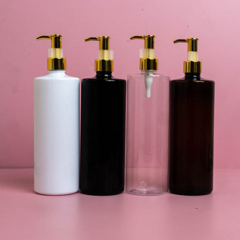 500Ml Tall Pet Bottle With All Gold Lotion Pump