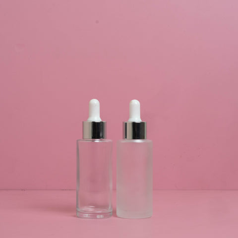 50Ml Glass Bottle With Silver White Dropper