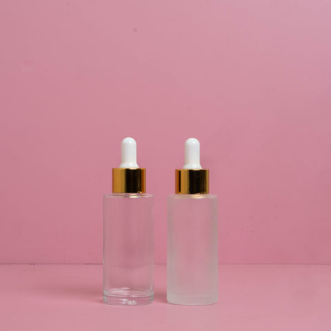 50Ml Glass Bottle With Gold White Dropper