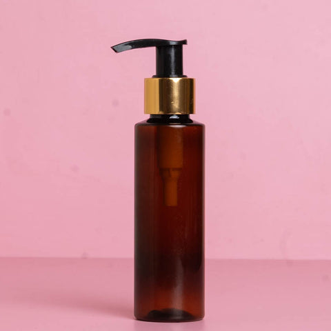 100Ml Pet Bottle With Old Gold Black Lotion Pump