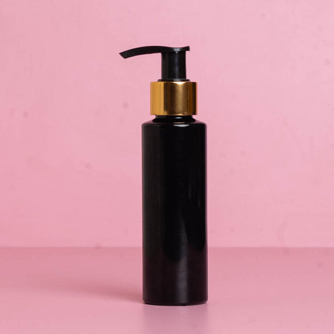 100Ml Pet Bottle With Old Gold Black Lotion Pump