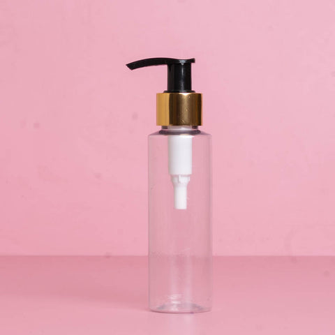 100Ml Pet Bottle With Old Gold Black Lotion Pump