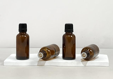 30Ml Glass Bottle With Black Smooth Tamper Proof Cap + Insert (Round)