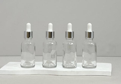 30Ml Glass Bottle With Silver White Dropper