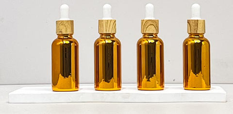 30Ml Glass Bottle With Gold White Dropper (Round)