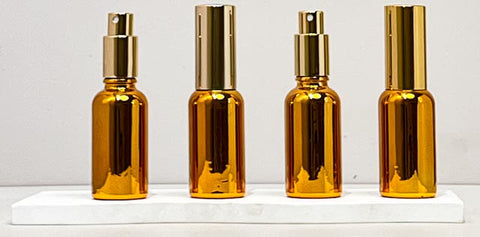 30Ml Glass Bottle With Gold Mist Sprayer (Round)