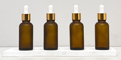 30Ml Glass Bottle With Gold White Dropper (Round)