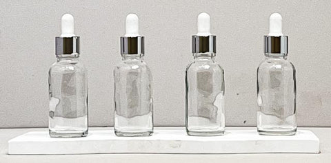 30Ml Glass Bottle With Silver White Dropper (Round)