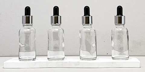30Ml Glass Bottle With Silver Black Dropper (Round)