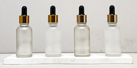 30Ml Glass Bottle With Gold Black Dropper (Round)