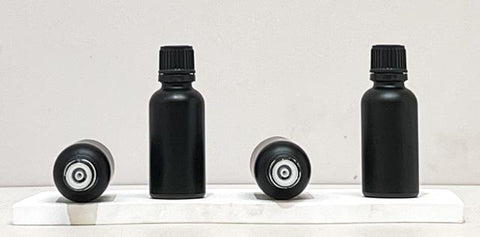 30Ml Glass Bottle With Black Smooth Tamper Proof Cap + Insert (Round)