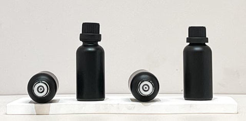30Ml Glass Bottle With Black Tamper Proof Cap + Insert (Round)