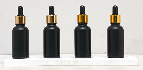 30Ml Glass Bottle With Gold Black Dropper (Round)