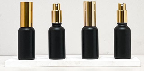 30Ml Glass Bottle With Gold Mist Sprayer (Round)