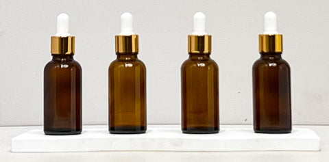 30Ml Glass Bottle With Gold White Dropper (Round)