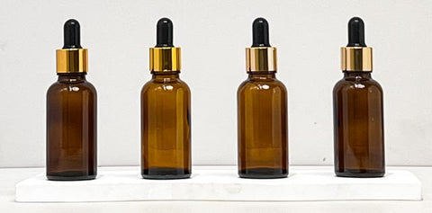 30Ml Glass Bottle With Gold Black Dropper (Round)