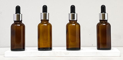 30Ml Glass Bottle With Silver Black Dropper (Round)