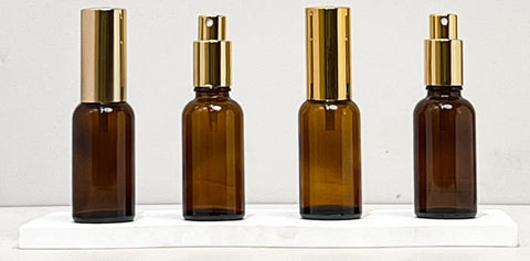 30Ml Glass Bottle With Gold Mist Sprayer (Round)