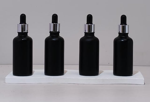 50Ml Glass Bottle With Silver Black Dropper (Round)