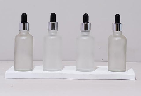 50Ml Glass Bottle With Silver Black Dropper (Round)