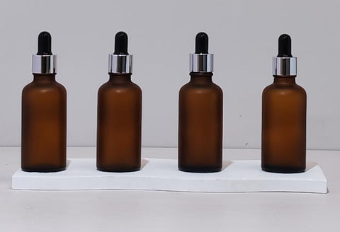 50Ml Glass Bottle With Silver Black Dropper (Round)