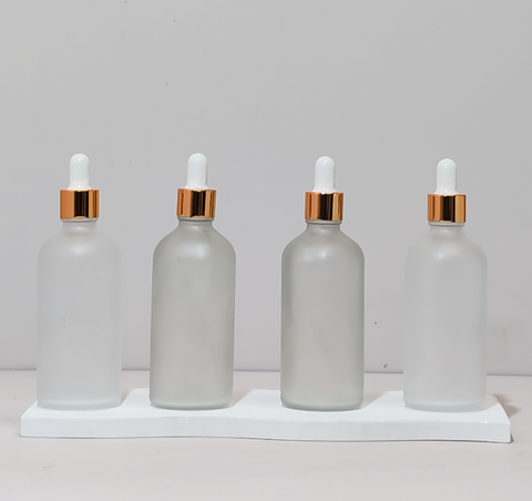 100Ml Glass Bottle With Gold White Dropper (Round)