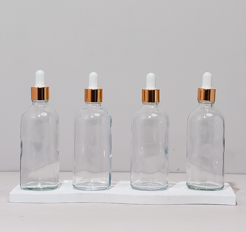 100Ml Glass Bottle With Gold White Dropper (Round)