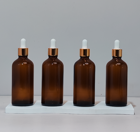 100Ml Glass Bottle With Gold White Dropper (Round)