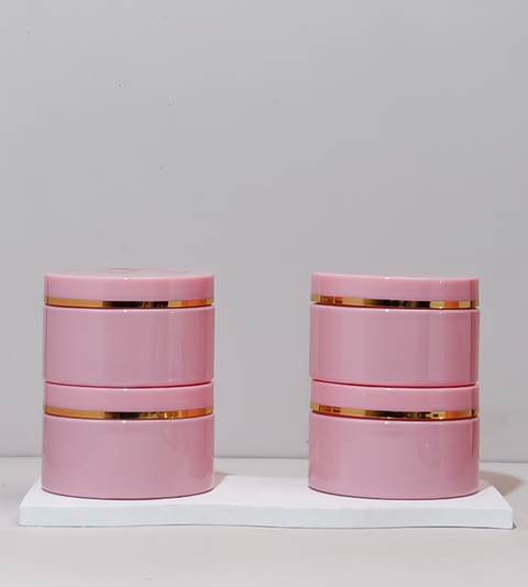 250g Pink Wide Pet Jar with Pink Lid + Gold Strip