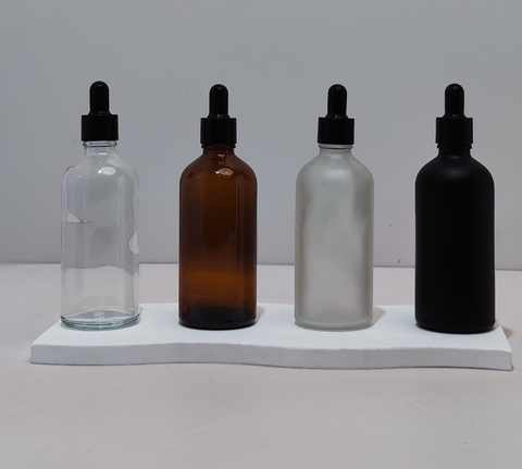 100Ml Glass Bottle With Black Smooth Dropper (Round)